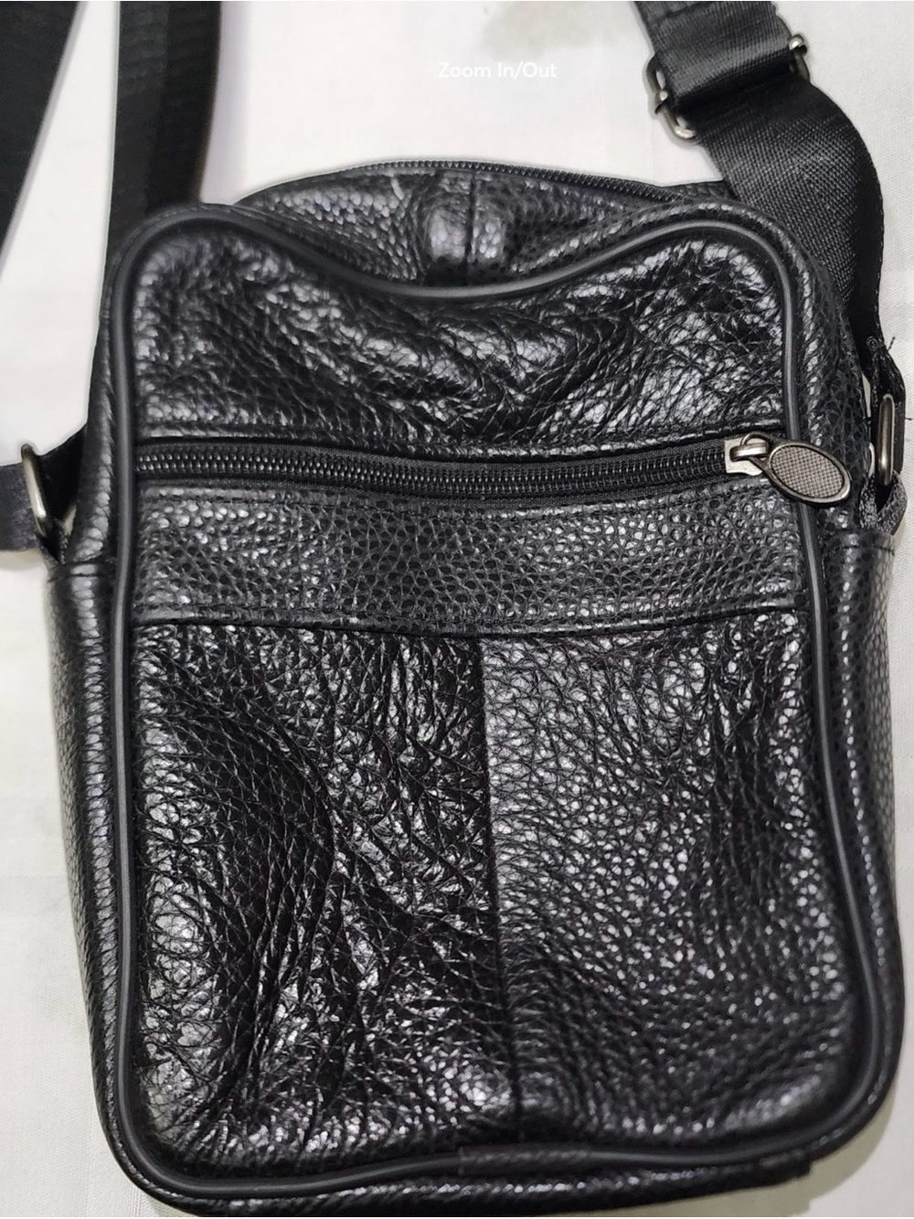 Men's Black Leather Crossbody Pouch - Classic Travel Organizer - Picture 2 of 8